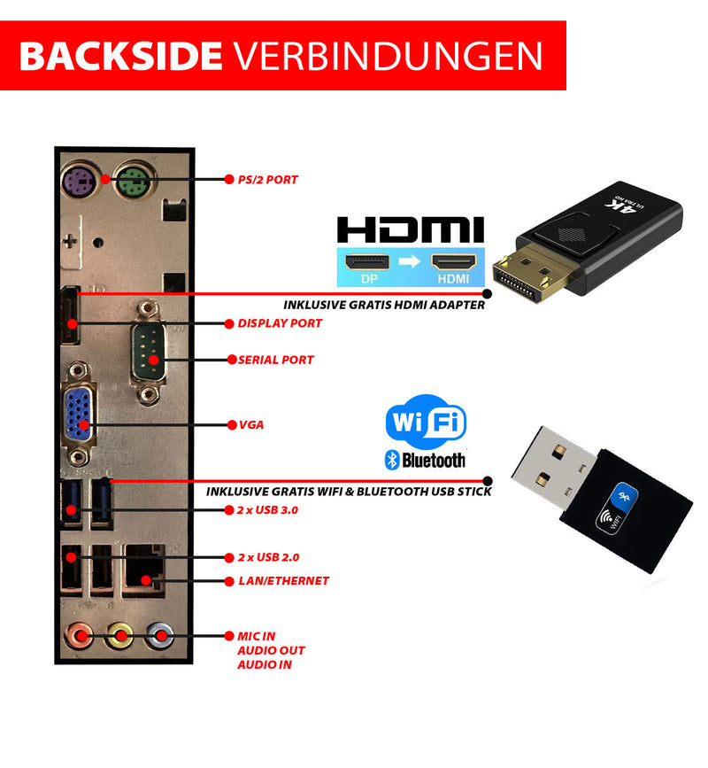 Intel Office PC Komplett mit Tastatur und Maus | Intel i5 | 16 GB RAM | 512 GB SSD | DVD-Brenner | WiFi 600 und Bluetooth 5 | USB3 | Windows 11 Pro | Computer mit 3 Jahren Garantie!