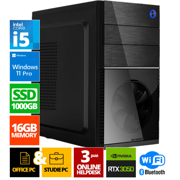 Intel Complete PC | Intel Core i5 | 16 GB DDR4 | 1 TB SSD - NVME | RTX 3050 | Windows 11 Pro + WiFi & Bluetooth
