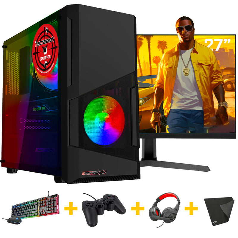 Screenon - Conjunto de jogos - X100126 - V2 (gamepc.x100126 + monitor de 27 polegadas + teclado + mouse)