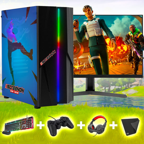 Screenon - Vollständiger Fortnite Gaming -PC -Set - X22899 - V1 (Game PC X22899 + 24 Zoll Monitor + Tastatur + Maus + Controller)