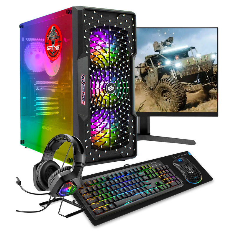 Screenson - Juego de juegos - Y52184 - W2 (GamePC.Y52184 + Monitor de 27 pulgadas + Teclado + Pad de mouse y mouse + Auriculares y soporte)