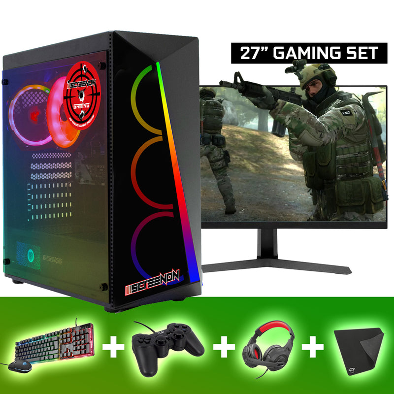 ScreenON - Gaming Set - V2 - Ryzen 3 - 1TB HDD - Radeon Vega 8 - (GamePC.V115132 + 27 Inch Monitor + Toetsenbord + Muis)