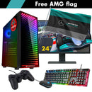 ScreenON - Racing Gaming Set + AMG Flag - F3536524 - (GamePC.F15065 + 24 Inch Monitor + Toetsenbord + Muis + Controller + Gratis AMG Flag) - ScreenOn